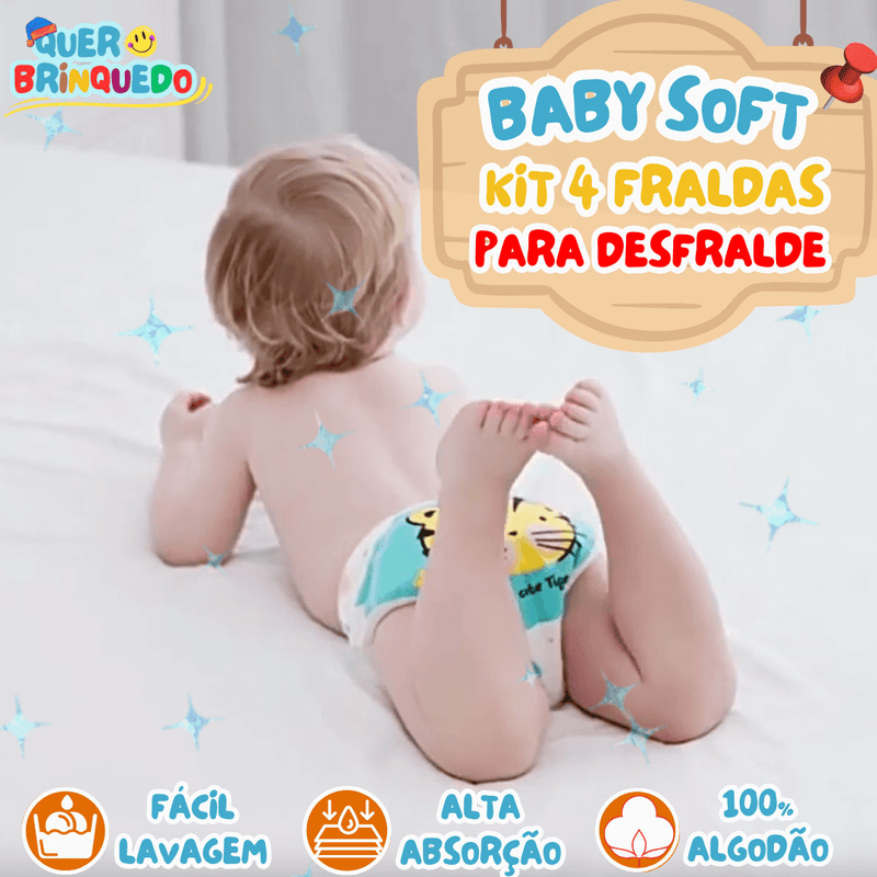 BABY SOFT- KIT DE CUECAS E CALCINHAS PREMIUM PARA DESFRALDE (4 PEÇAS) + BRINDES