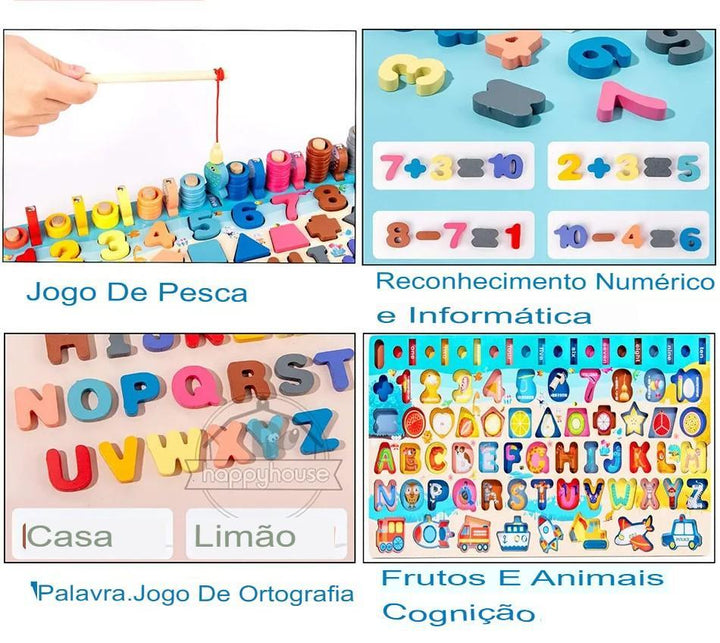 Tabuleiro de Madeira Alto Aprendizagem - Montessori - querobrinquedo